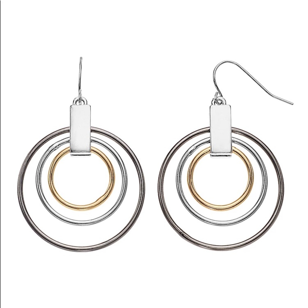 NWT WHITE STAG TRICOLOR CIRCLE ⭕️ DROP EARRINGS